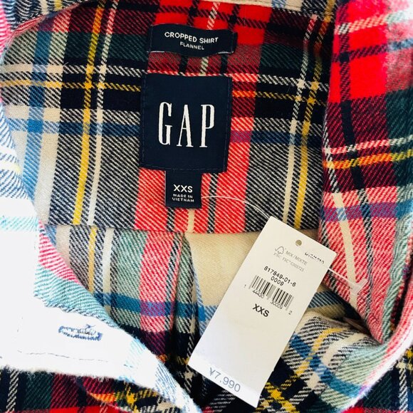 Gap Cropped Plaid Flannel Long Sleeve Shirt - Picture 12 of 16